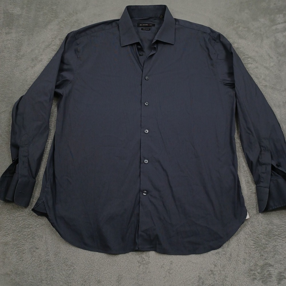 John Varvatos Shirt Mens Large Gray Button Up Long Sleeve Preppy Logo